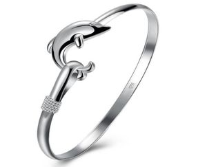 925 Silver 10 Produit PileLot Charme Handmade Classic Dolphin Open Adjustable Bangles Antique 925 Silver Bracelets Bangles Women7768319
