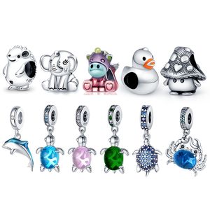 925 Argent Charme Perles Dangle Couleur Pet Animal Série Perle Fit Pandora Charmes Bracelet DIY Bijoux Accessoires