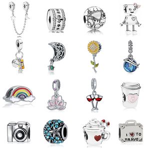 925 Silver Charm Beads Dangle New Original Alloy Bead Holiday Travel Christmas Rainbow Bead Fit Pandora Charms Bracelet DIY Jewelry Accessories