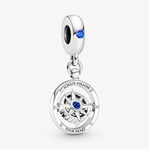 925 Argent Oeil Pivotant Pendentif Charmes Bracelet Couple Cadeau DIY fit Pandora Designer Bijoux