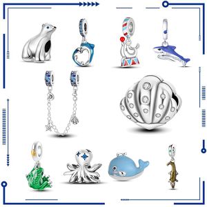 925 Argent Mode Océan Vent Dauphin Baleine Pendentif Perles DIY Perle Mains Charme Chaîne Collier Transfrontalier En Gros Livraison Gratuite