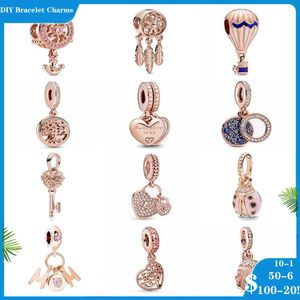 925 Argent Fit Pandora Charme 925 Bracelet Or Rose Amour Arbre Coccinelle Pendentif DIY ensemble de breloques Pendentif DIY Fine Perles Bijoux