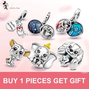 925 Silver Fit Pandora Charm 925 Bracelet Stitch Bijoux Lion Petit Ours Bébé Éléphant pour Pandora Charm 925 Silver Beads Charms