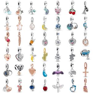 925 Argent Fit Pandora Charm Nouvelle Ampoule Étoile De Mer Fraise Flamingo Chauve-Souris Boisson Pomme Perle Dangle Mode Charmes Ensemble Pendentif DIY Fine Perles Bijoux