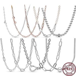 925 Argent Fit Pandora Collier Pendentif coeur femmes mode bijoux Exquis Chain Link Me Series