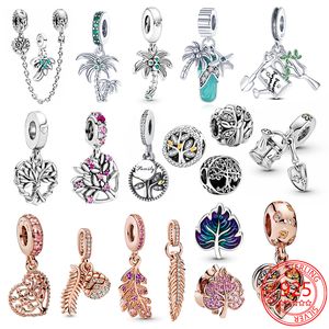 925 plata Fit Pandora Original encantos DIY colgante mujeres pulseras cuentas ducha plantación árbol pala encanto