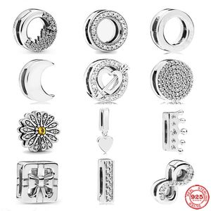 925 argent Fit Pandora Original breloques DIY Pendentif femmes Bracelets perles Boucle Clip Perle Fit Style Plat