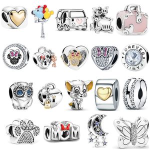 925 argent amour souris pendentif à breloques mode perles bricolage fit Pandora bracelet à breloques bijoux cadeau