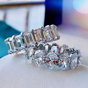 925 SILVER PAVE SETTING FULL SQUARE Simulé Diamond CZ ETERNITY BAND ENGAGEMENT WEDDING Stone Rings Taille 5,6,7,8,9, Y0723