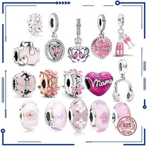 925 argent rose série Daisy espace perle pince et perles de charme en verre de Murano adapté aux femmes PAN Bracelet bijoux originaux livraison gratuite