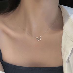 Collier papillon haut de gamme plaqué argent 925, Instagram, Style petit et froid, blogueur, site Web personnalisé, marée rouge 2njt