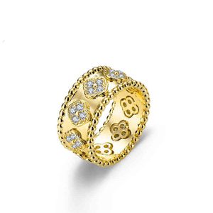 925 Silver Ring Kaléidoscope Designer de bijoux anneaux quatre anneaux de fleurs à quatre feuilles mode Full Diamond Classic Luxury Jewelry Love Ring Women Woad Wedding Party Wholesale