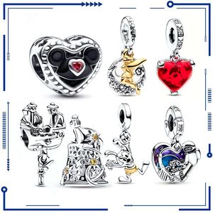 925 Silver Tinker Bell: Mystery of the Sky Curtain, Mouse Kiss, Red Murano Glass Charm, adapté aux bracelets d'origine, bijoux pour femmes livraison gratuite