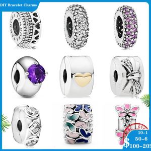Breloques en perles d'argent 925 pour bracelets à breloques, de styliste pour femmes, scintillantes, rondes, solitaires, papillon