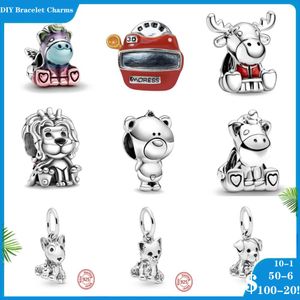 925 dijes de cuentas de plata para pulseras de dijes pandora diseñador para mujeres Bull Bear Animal Kingdom Cat Dog Lion