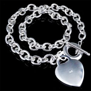 925 Collar estampado en forma de corazón Marcas Collar de cadena de eslabones de plata esterlina para mujeres Damas Diseñador de moda Collares pendientes Regalo de la joyería