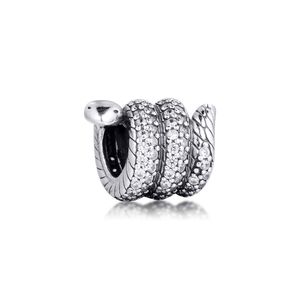 Perle en argent sterling 925 breloques de serpent enveloppées étincelantes pour bracelet clair CZ 925 perles en argent pour la fabrication de bijoux 2020 nouveau Q0531