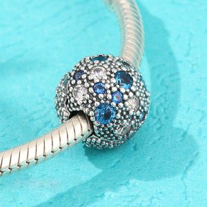 925 Sterling Silver Blue Cosmic Stars Clip Stopper Bead Convient aux bijoux européens Pandora Style Charm Bracelets