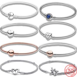 925 Charm de plata esterlina Pulsera clásica Redondo en forma de corazón En forma de corazón Olla fija Pandora Pulsera Festival de San Valentín Encanto Regalo de la joyería Entrega gratuita