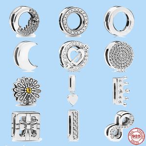 925 breloques en argent sterling pour bijoux pandora perles bricolage pendentif femmes Bracelets perles boucle Clip perle Fit Style plat