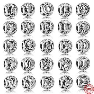 925 Sterling Silver Dangle Charm 2022 Nouvelle lettre initiale européenne A-Z DIY Perle Fit Pandora Charms Bracelet DIY Bijoux Accessoires