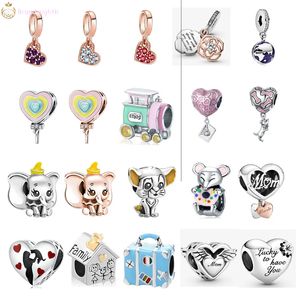 925 Sterling Silver Dangle Charm Nouveau Mignon Bébé Éléphant Dessin Animé Animal Amour Diamant Perles Perle pour Pandora Charms Perles En Argent Sterling