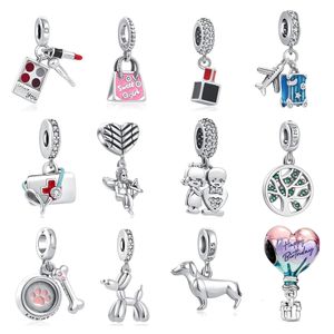 925 Sterling Silver Dangle Charm Women Beads Joyería de alta calidad Regalo Equipaje al por mayor Avión Perro Kit de primeros auxilios Bead Fit Pandora Charms Pulsera DIY