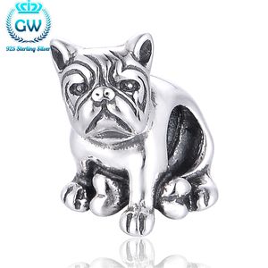 925 Sterling Silver DIY Charm Dog Beads Fit Cadena de serpiente Joyería Venta al por mayor Marca GW Joyería T130 Q0531