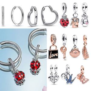 Boucles d'oreilles en argent sterling 925 adaptées au printemps pendentif à breloque pendentif Pandora fabrication de bijoux fille cadeau livraison gratuite