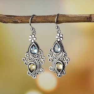 925 Sterling Silver Gemstone Drop Earring Amethyst grenat Sapphire Crystal Women Fine Jewelry Bizuteria boucles d'oreilles pour les femmes