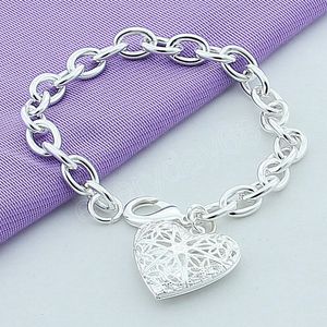 925 Sterling Silver Heart Photo Frame Pendentif Bracelet Pour Femmes Charme Mariage Fiançailles Fête Bijoux De Mode