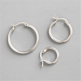 Boucles d'oreilles créoles en argent Sterling 925 boucles d'oreilles rondes pour femmes boucles d'oreilles géométriques en argent Simple Brincos de Prata