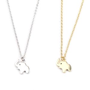 925 Collar de plata esterlina Color de oro Elefante Collar colgante de animales Fashion Jewlelry 41cm (16 1/8 