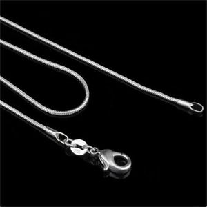 Collier en argent sterling 925 pour femmes, bijoux à la mode, chaîne serpent de 1mm, 16, 18, 20, 22, 24 pouces