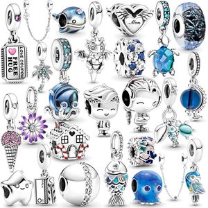 925 Sterling Silver New Fashion Women Chart Silver Beads, Chameleon Beads, Octopus, Parrot, Jellyfish, Suitable for Original Bracelets, DIY Women's Jewelry