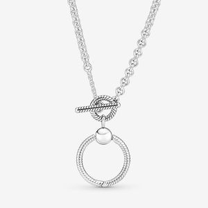 925 Sterling Silver O Pendentif T-Bar Collier pour Pandora Mode Bijoux De Fête De Mariage Pour Femmes Petite Amie Cadeau Designer Chaîne Colliers avec Coffret D'origine