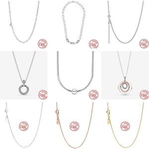 Collar de cadena de eslabones básicos de Pandora de plata de ley 925, adecuado para accesorios de moda de perlas de suspensión femenina originales de bricolaje Entrega gratuita
