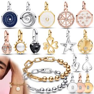 Pendentif et boucles d'oreilles en argent Sterling 925 pour femmes, Love Fit, bracelet de mode original, forme de cœur, étoile, pendentif médaillon, cadeau de bijoux, bricolage,