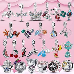 925 Sterling Silver Pendant Charms for Pandora Original box Coffee Cup Headphone European Bead Charms Bracelet Necklace jewelry making