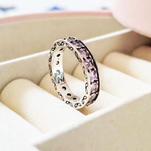 Bague empilable en argent sterling 925 avec zircone rose et infini pour bijoux Pandora Bague de fiançailles pour amoureux de mariage