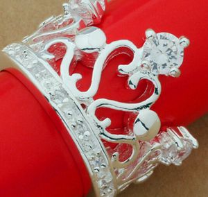 925 anillos de corona de cristal chapado en plata esterlina para mujer accesorios de joyería de estilo de moda europea regalo de navidad al por mayor dhl