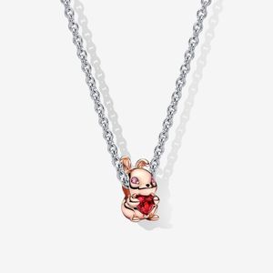 925 encantos de conejo de plata esterlina colgante collar de moda versátil DIY fit Pandora cadena perlas mujeres diseñador joyería regalo
