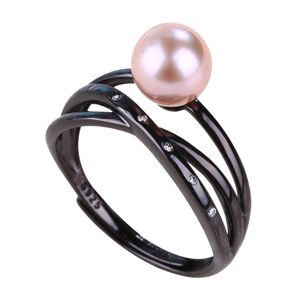 Anillo de Plata de Ley 925, anillo de perlas de agua dulce, anillo de perlas negras, joyería para mujeres, abalorio de moda 2024, nuevo regalo al por mayor
