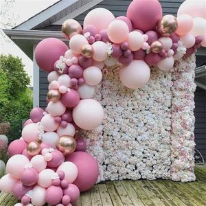 92pcs / lot Rose Macaron Ballons Arc Baby Shower Décoration Anniversaire Fête De Mariage Déco Baptême Faveurs Pastel Ballons T200612281M