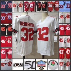 97 Maglia da calcio Nick Bosa Ohio State 45 Archie Griffin 32 Jack Tatum 32 Maglia TreVeyon Henderson 33 Master Teague III 47 A.J. Maglie rosse cucite a falco