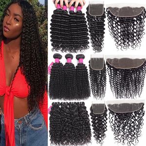 9A Brazilian Virgin Hair Bundles with Closures 4X4 Lace Closure Or 13X4 Lace Frontal Closure Or 360 Full Lace Closure Deep Wave Cu264S