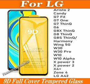 Protecteur d'écran de téléphone en verre trempé à couverture complète 9D pour LG Aristo 2 Candy G7 Fit one ThinQ G6 G8X G8 G8S Harmony Wing 5G W30 PRO W2638729