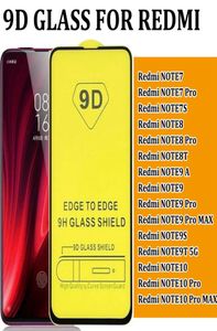 9d Couvercle complet Protecteur d'écran en verre trempé pour Red Mi Redmi Note 7 Pro 7s Note 8 8t Note 9 9A Max 9S 9t Note10 10 Pro9616962