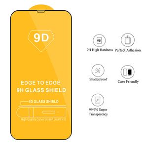 Film de protection d'écran en verre trempé à couverture complète 9D pour iPhone 15 Pro Max 14 13 12 11 Pro X XS XR 7 Samsung 23 S22 S21 A24 A34 A54 A13 A23 A33 A53 A73