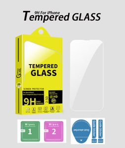 Protecteur d'écran 0,33 mm 9H pour iPhone 15 14 Plus Pro Max 11 12 13 Mini 7 8 6 Samsung S22 A52 A72 Étui en verre trempé transparent avec boîte de vente au détail